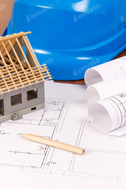 Preview: Electrical Diagrams, Accessories For Engineer Jobs And House Under Construction, Concept Of