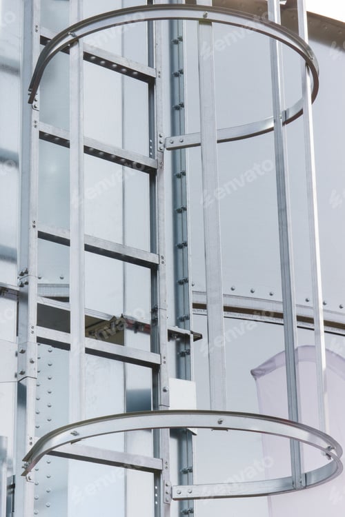 Preview: Ladder On Silo For Storage Grain After Harvest. Detail Of Agricultural Equipments Concept