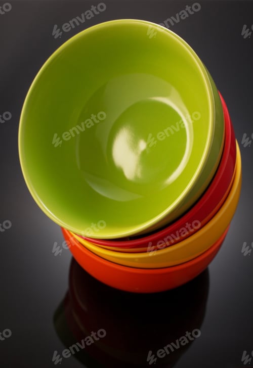 Preview: Plate And Bowl On Black Background