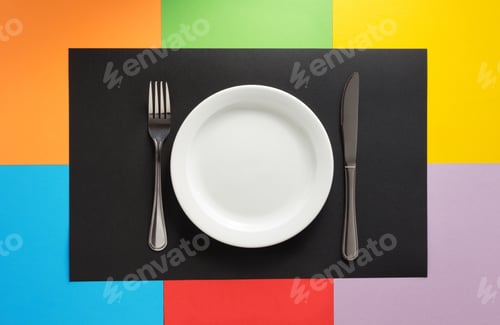 Preview: Kitchenware At Abstract Colorful Background