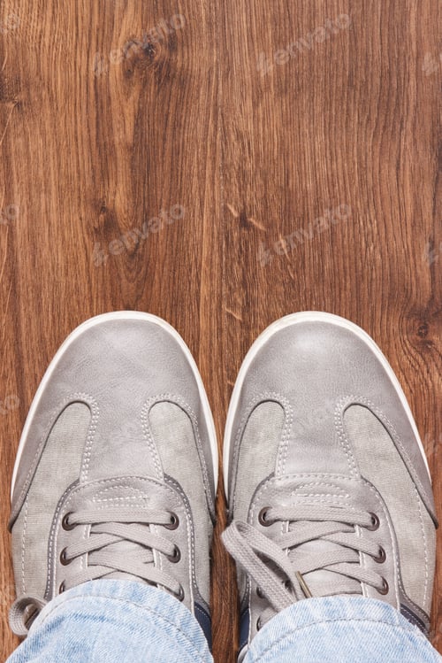 Preview: Elegant Stylish Comfortable Gray Shoes For Men On Board, Place For Inscription