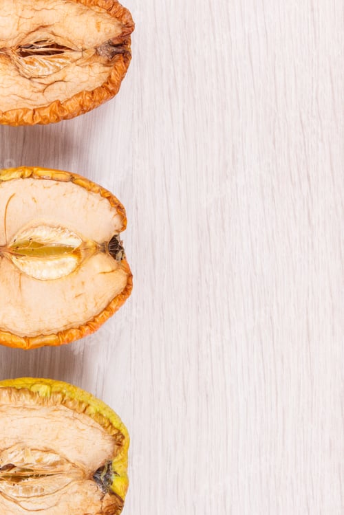 Preview: Spoiled Wrinkled Apple With Mold, Concept Of Unhealthy And Disgusting Fruit, Place For Text Or