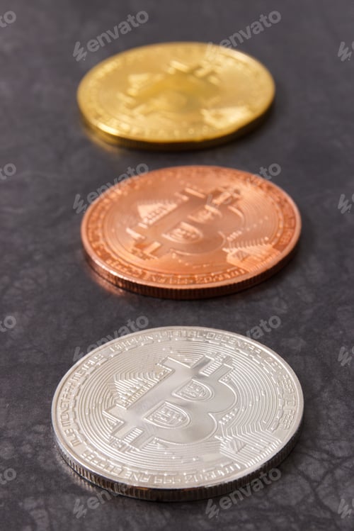 Preview: Bitcoin On Dark Background, Symbol Of New Electronic Virtual Money And Mining Cryptocurrency