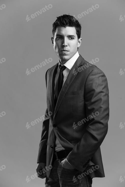 Preview: Man Posing On Gray Background