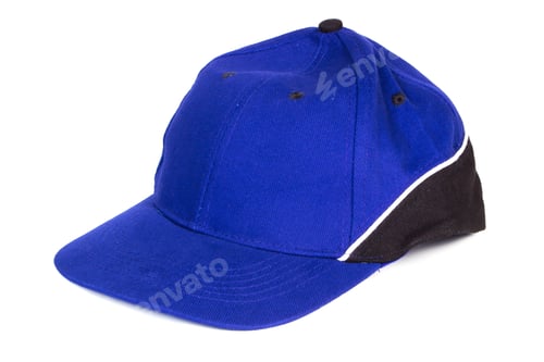 Preview: Closeup Of Blue Baseball Cap Isolated On White Background, Protection From Sun