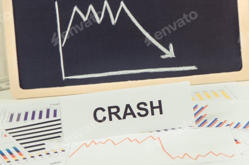 Preview: Inscription Crash And Downward Graphs Representing Financial Crisis Caused By Coronavirus