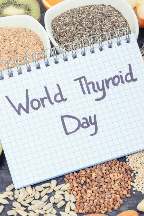 Preview: Notepad With Inscription World Thyroid Day And Best Nutritious Ingredients For Healthy Thyroid
