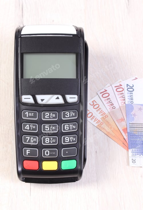 Preview: Credit Card Reader, Payment Terminal With Currencies Euro, Choice Between Cashless Or Cash Paying