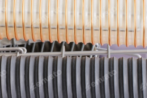 Preview: Closeup Of Plastic Corrugated Pipe Using In Industrial Technology