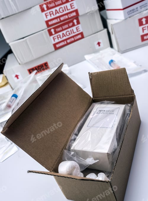 Preview: Boxes With Covid-19 Pcr Kit In Hospital Warehouse, Conceptual Image