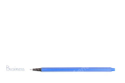 Preview: Word Business And Blue Pen Isolated On White Background
