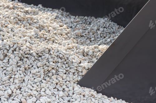 Preview: Big Shovel Of Excavator Working With Small Stones. Building Different Things Concept