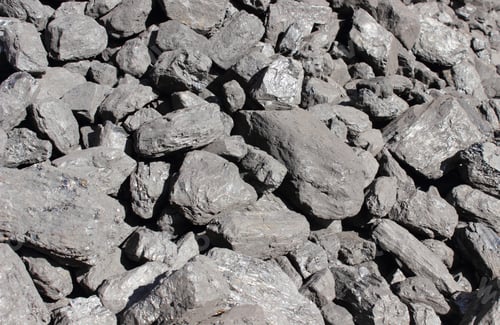 Preview: Stack Of Large And Black Coal Lumps Prepared For Winter In Sunny Day
