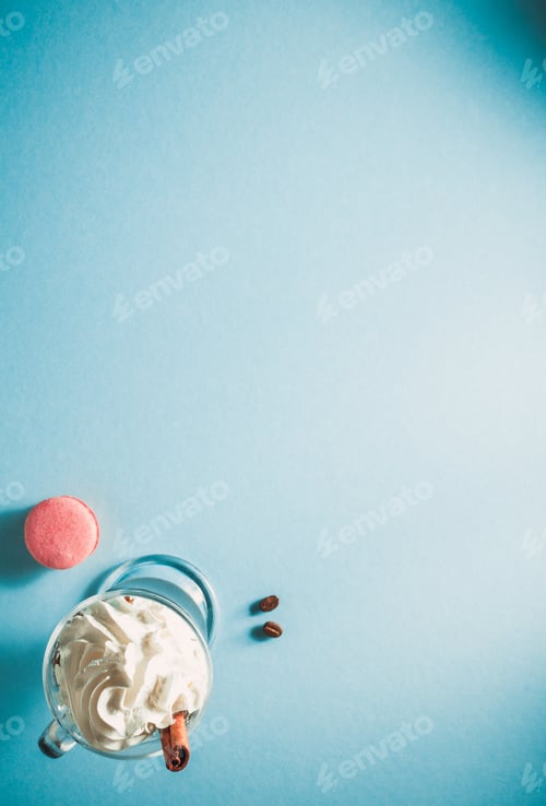 Preview: Cup Of Coffee Frappe At Paper Colorful Background