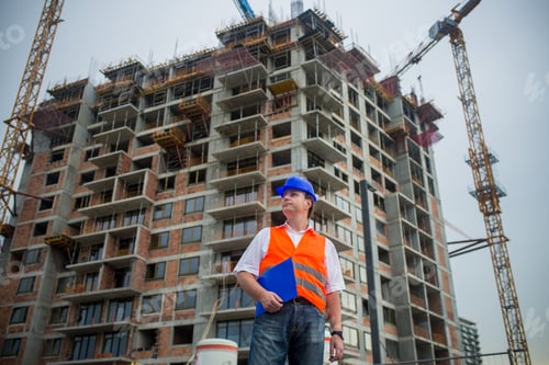 Preview: Architect On A Construction Site During A Housing Project