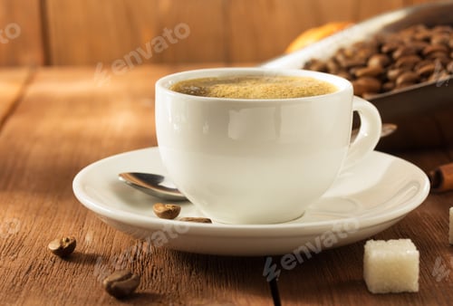 Preview: Cup Of Coffee On Wooden Background