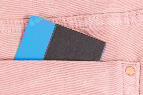 Preview: Minimalist Blue and Black Card in Pink Pocket