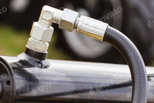 Preview: Detail And Part Of Industrial Hydraulic Or Pneumatic Machinery Made Of Steel, Piston Or Actuator