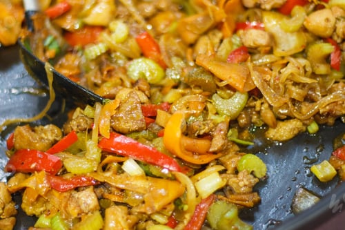 Preview: Fresh Prepared Eating With Meat And Vegetables. Oriental Cuisine