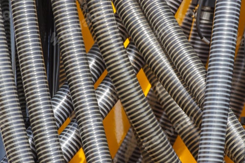 Preview: Plastic Corrugated Pipes In Agricultural Or Industrial Machinery. Detail And Part Of Hydraulic Or