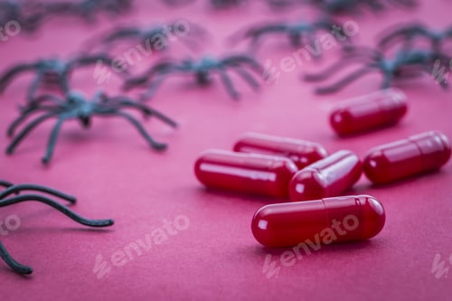 Preview: Spiders Around Capsules, Concept Phobia To Medicines