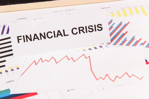 Preview: Declining Chart As Risk Of Global Financial Crisis Caused By Coronavirus. Covid-19