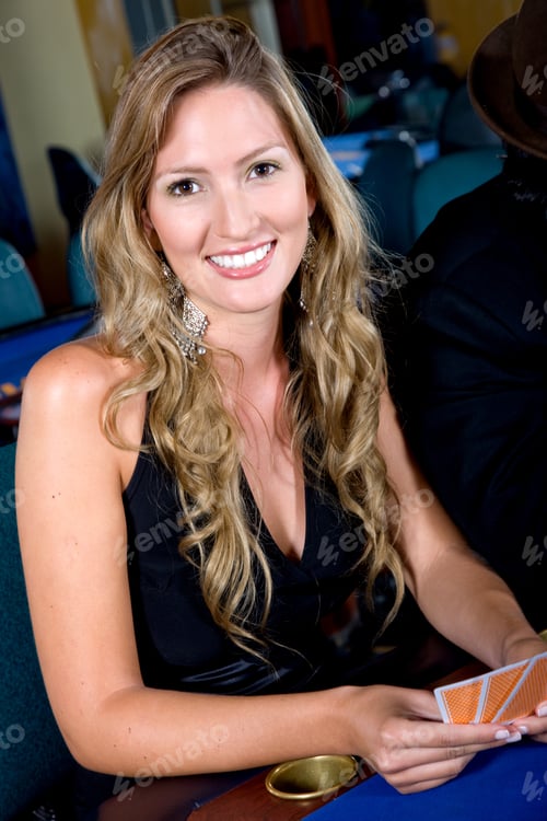 Preview: Beautiful Woman Playing Cards At A Casino