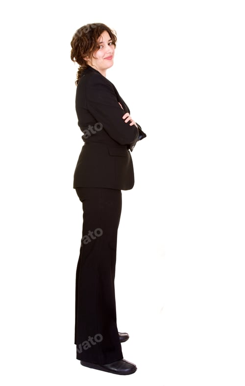 Preview: Confident Business Woman Standing Wearing Elegant Clothes - Isolated Over A White Background