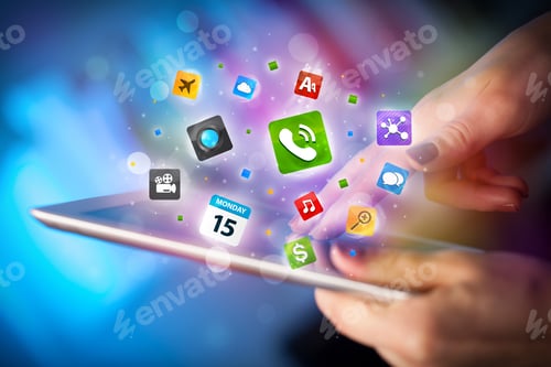 Preview: Finger Pointing On Tablet Pc, Social Network Concept