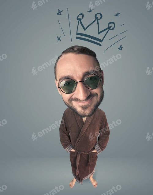 Preview: Funny Guy With Big Head And Drawn Crown Over It