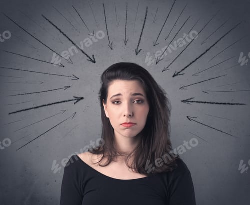 Preview: A Teenage Student Girl Under Pressure While Making Happy Face Expressions Illustrated With Black