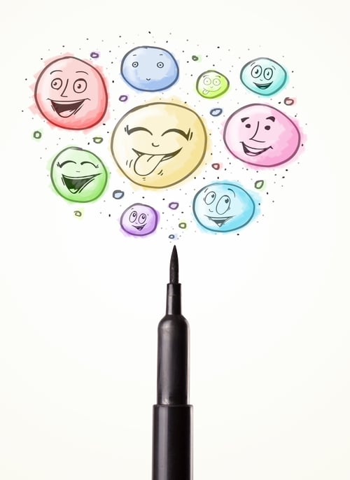 Preview: Coloured Smiley Face Bubbles Coming Out Of Felt Pen