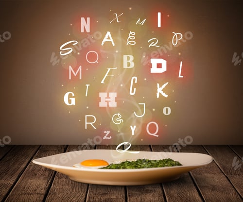 Preview: Fresh Cook Food With Colorful Letters On Wood Deck