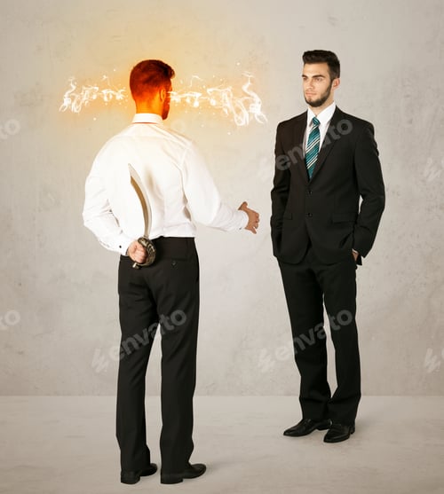 Preview: Angry Businessman Hiding A Weapon Behind His Back