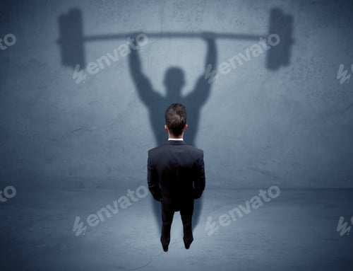 Preview: A Confident Young Elegant Salesman With Briefcase Facing A Wall, Looking At His Strong, Weight