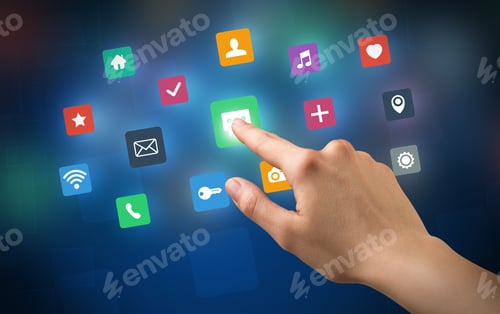 Preview: Female Hand Touching Colorful Applications