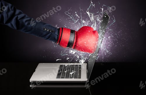 Preview: Hand Hitting Strongly Laptop Screen Glass