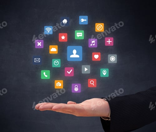 Preview: Colorful Applications Hovering Over Young Hand