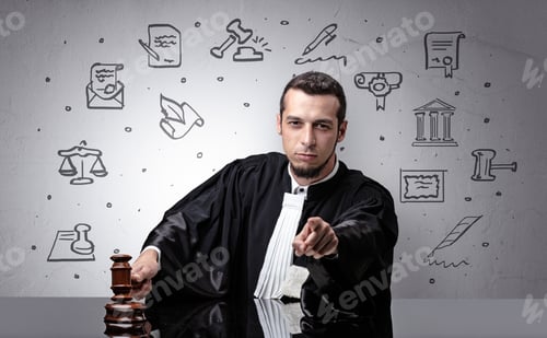 Preview: Handsome Judge With Court Symbols Around