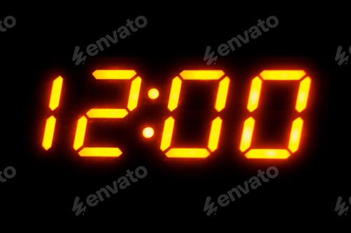 Preview: Digital Display Showing Twelve O'Clock