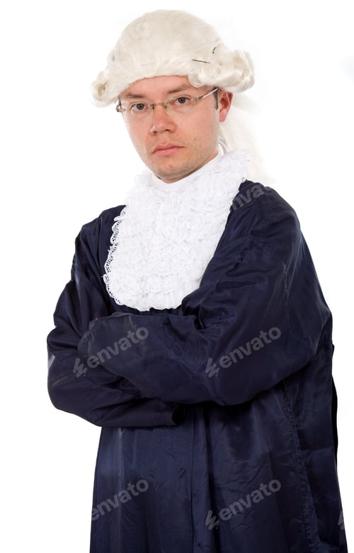 Preview: Male Judge Portrait Looking Serious Over A White Background