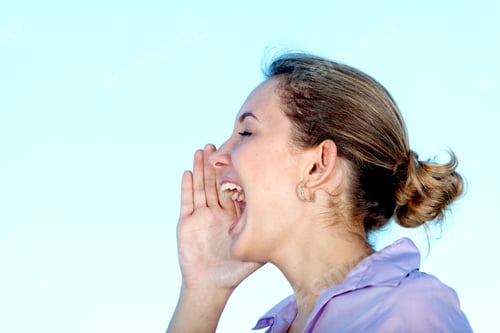 Preview: Portrait Of A Desperate Business Woman Screaming Outdoors