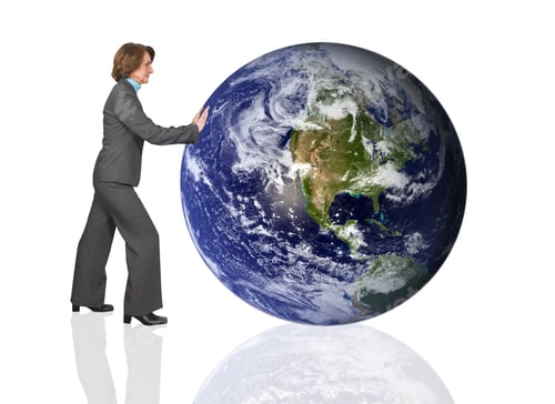 Preview: Business Woman Pushing The Earth Aside