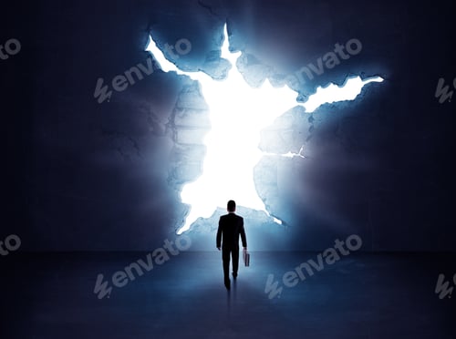 Preview: Silhouette Of Businessman Standing In Air Gap