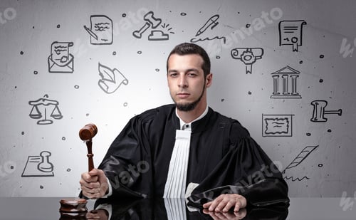 Preview: Handsome Judge With Court Symbols Around