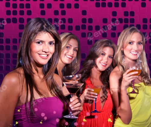 Preview: Group Of Girls On A Night Out Having Cocktails