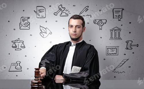 Preview: Handsome Judge With Court Symbols Around