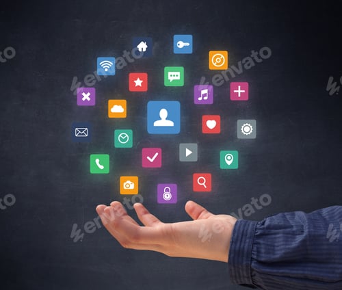 Preview: Colorful Applications Hovering Over Young Hand