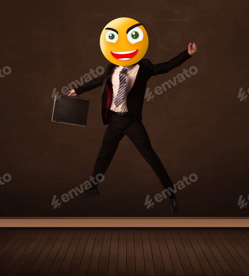 Preview: Funny Businessman With Yellow Smiley Face