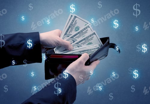 Preview: Hand Takes Out Dollar Money From A Wallet With Dollar Symbol Wallpaper